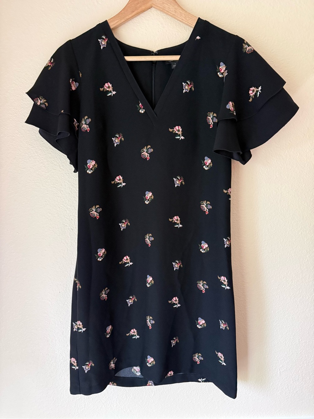 ❇️Ann Taylor Black Mini Dress with Pink Floral Print 2 for $22❇️